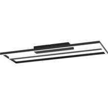 Modern LED-taklampa i svart och vitt med rektangulär design av metall och plast.