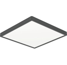 Kvadratisk LED-takpanel med mörkgrå ram och vit diffusoryta.