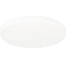Rund, platt LED-taklampa av plast.