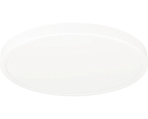 Rund, platt LED-taklampa av plast.