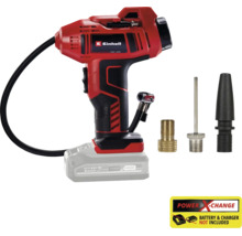 Einhell batteridriven bilkompressor Power X-Change med tre adaptrar, utan batteri och laddare.