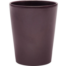 Konisk blomkruka i keramik i mörklila med slät yta.