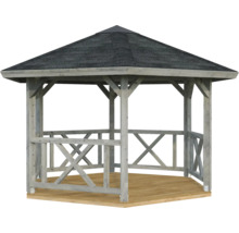 Paviljong PALMAKO Betty 9,9m² utan golv & takbeläggning 384x339cm doppimpregnerad grå