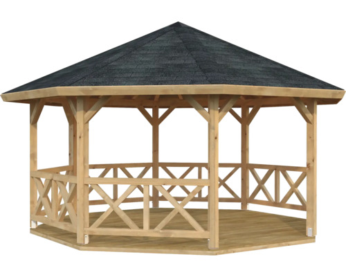 Paviljong PALMAKO Betty 18,0m² utan golv & takbeläggning 465x465cm doppimpregnerad brun