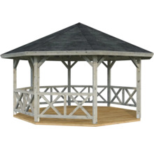 Paviljong PALMAKO Betty 18,0m² utan golv & takbeläggning 465x465cm doppimpregnerad grå