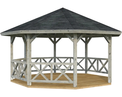 Paviljong PALMAKO Betty 18,0m² utan golv & takbeläggning 465x465cm doppimpregnerad grå