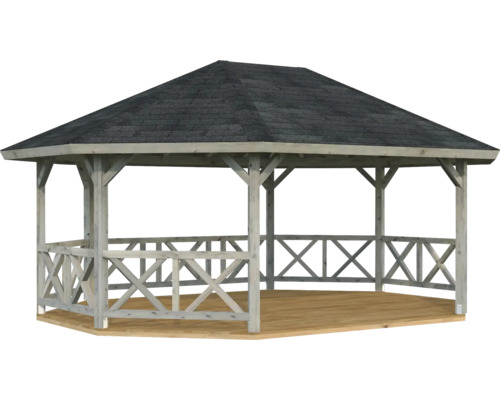 Paviljong PALMAKO Betty 25,0m² utan golv & takbeläggning 617x467cm doppimpregnerad grå