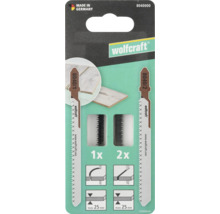 Förpackning med wolfcraft sticksågblad för laminat