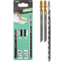Wolfcraft sticksågbladset med tre blad för isolering och cellplast i förpackning