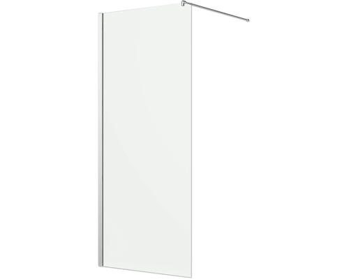 Walk-in duschvägg av säkerhetsglas med väggprofil och stabiliseringsstag for badrummet.