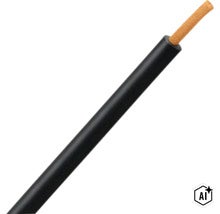 Kopplingsledning H07V-K med svart isolering och synlig kopparledare vid den skalade änden. (Image AI modified or generated)