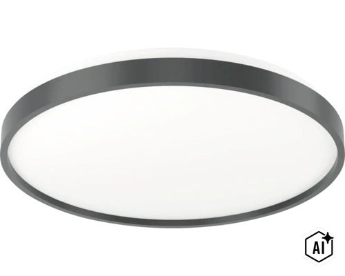Rund LED taklampa med smal ram för modern belysning inomhus (Image AI modified or generated)