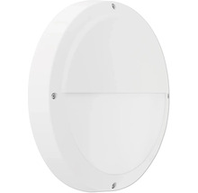 Rund LED-vägglampa för utomhusbruk med halv diffusor för indirekt belysning.