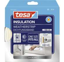 Tesa Premium silikontätningslist för fönster och dörrar, 6 meter lång, för springor mellan 1 och 7 millimeter.