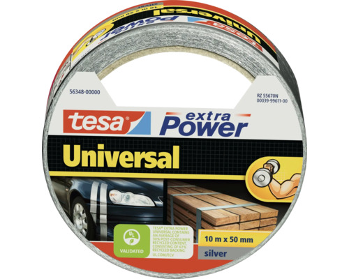Tesa Extra Power Universal vävtejp, 10 meter gånger 50 millimeter, stark tejp för reparationer och montering inomhus och utomhus.