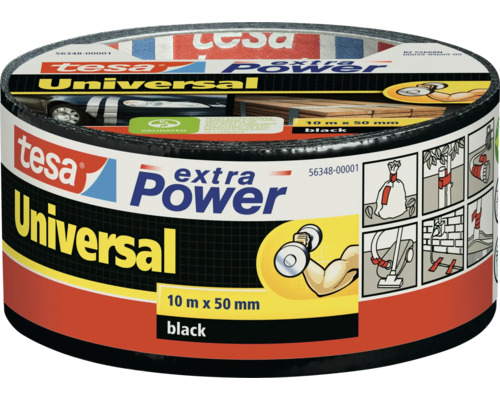Tesa Extra Power Universal vävtejp, 10 meter gånger 50 millimeter, svart