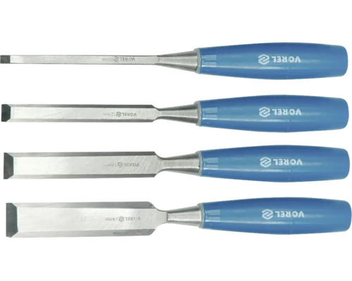 Set med fyra Vorel stämjärn i olika bredder med plasthandtag