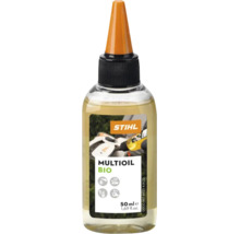 Stihl Multioil Bio universell olja, 50 millilitersflaska med doseringspip för smörjning och underhåll av motorsågar och trädgårdsredskap.