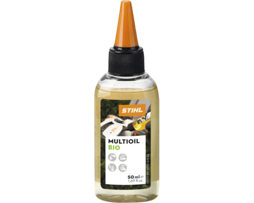 Stihl Multioil Bio universell olja, 50 millilitersflaska med doseringspip för smörjning och underhåll av motorsågar och trädgårdsredskap.