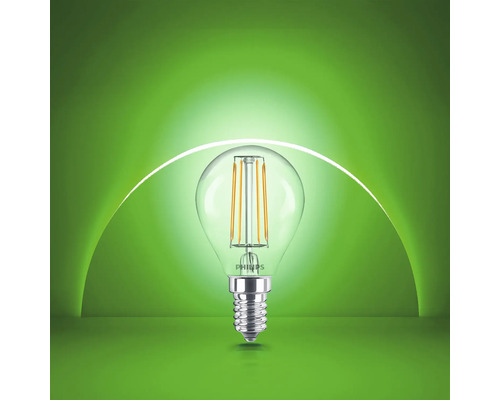 Philips LED glödtrådslampa klotlampa E14 med klart glas