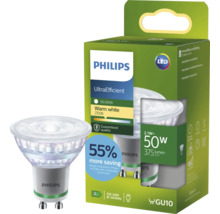 Philips LED-lampa GU10 2,1 Watt, varmvit 2700 Kelvin, UltraEfficient för energieffektiv belysning i produktförpackningen.