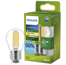 Philips LED dropplampa 2.3 Watt ersätter 40 Watt E27 sockel varmvitt ljus 2700 Kelvin i förpackning