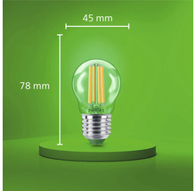 Philips LED filament dropplampa E27, diameter 45 millimeter, total höjd 78 millimeter