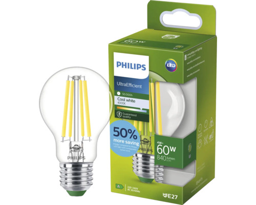 Philips LED lampa E27 4 Watt 840 lumen kallvit 4000 Kelvin motsvarar 60 Watt glödlampa