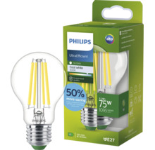 Philips LED glödtrådslampa E27, 5,2 watt motsvarar 75 watt, 1095 lumen, 4000 Kelvin, kallvit, energieffektiv belysning