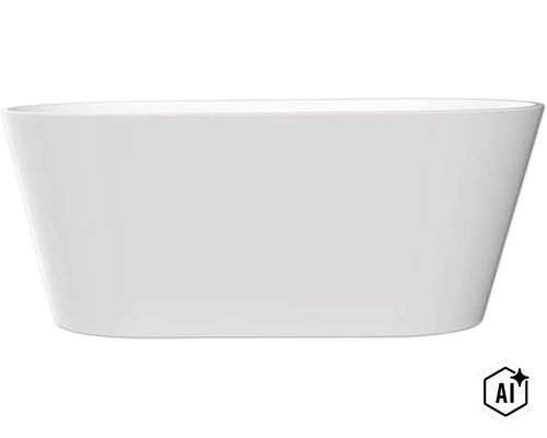 Fristående badkar i sanitetsakryl med oval form (Image AI modified or generated)