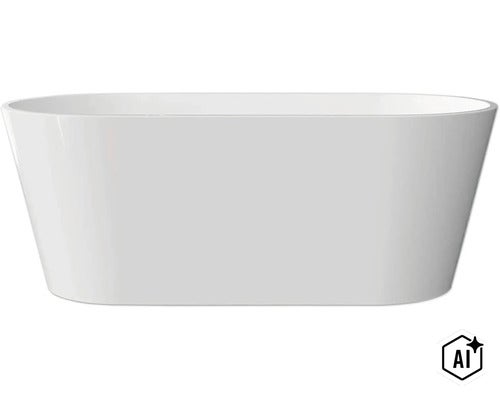 Fristående badkar tillverkat av sanitetsakryl i oval form för badrummet (Image AI modified or generated)