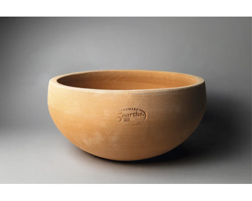 Rund växtskål av terrakotta med prägling Handmade 5 Earths