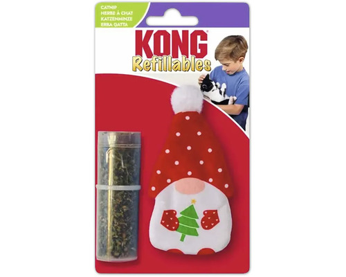 KONG Refillables kattleksak jultomte med påfyllningsbar kattmynta
