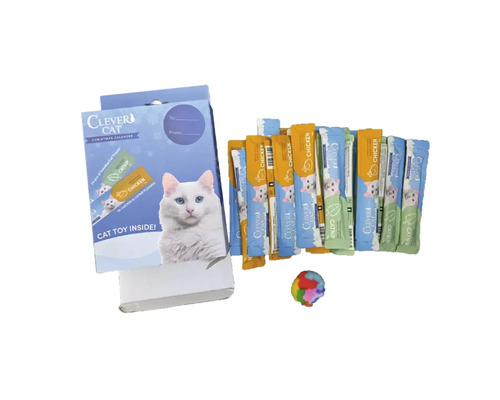 Clever Cat adventskalender för katter med 24 godisstickor med kyckling och kattmynta smak inklusive kattleksak