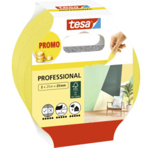Tesa Professional maskeringstejp i 2 pack med 25 meter langd och 25 millimeter bredd for malningsarbeten inomhus och utomhus