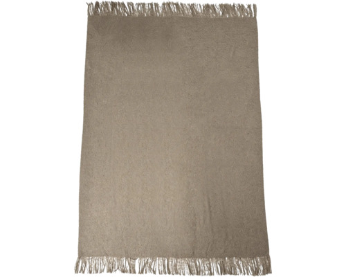 Ett rektangulärt överkast av textil med fransar på kortsidorna.