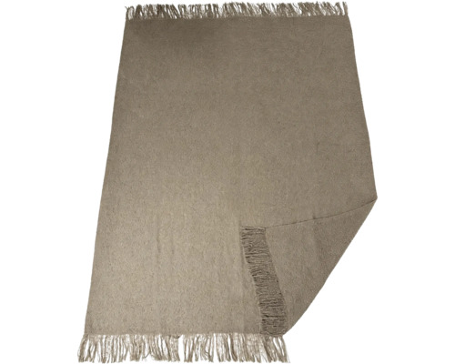 Ett rektangulärt sängöverkast i textil med fransar på kortsidorna.