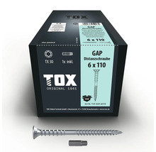 TOX GAP distansskruv 6 gånger 110 millimeter förzinkad med TX 30 bit i förpackning om 100 stycken.