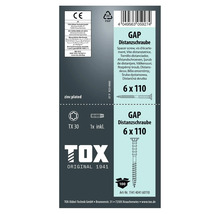 Distansskruv TOX GAP 6 x 110 förzinkad med TX 30 bit
