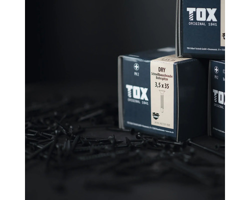 Tox Dry gipsskruv med borrspets 3,5 gånger 35 millimeter i förpackning om 1000 stycken