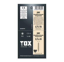 TOX gipsskruv DRY med fingänga 3,9 gånger 45 millimeter fosfaterad inklusive PH 2 bits för gipsskivor