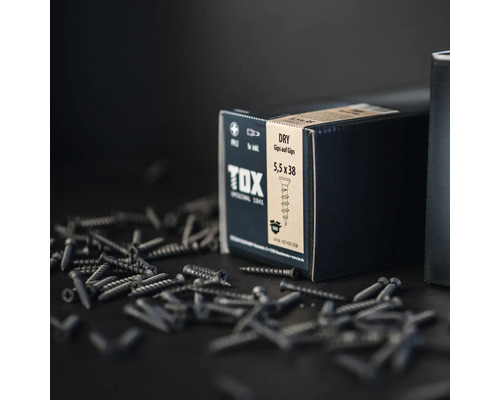 Tox gipsskruv Dry for gips pa gips mat 5,5 gange 38 millimeter i kartongforpackning med 500 stycken
