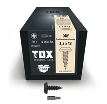 Tox Dry profilbindarskruvar 3,5 gånger 13 millimeter med kryssspår PH 2 drivning och inklusive bits i förpackning med 1000 stycken