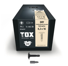 TOX profilskruv Dry 4,2 x 16 millimeter med borrspets och krysspår PH 2, 500 stycken inklusive bit i kartong
