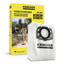 Kärcher filterpåsar i fleece KFI 487 set för Kärcher våt och torrdammsugare i serierna WD 4 till WD 7 samt KWD 4 till KWD 6 i förpackning.