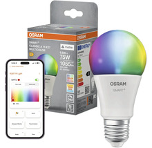 Osram Smart Plus LED lampa E27 med multifunktion i förpackning med smartphone app visning