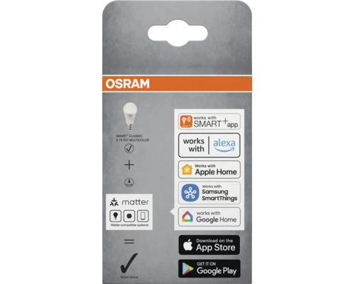 Osram Smart Plus Classic A 75 E27 Multicolor LED lampa kompatibel med Amazon Alexa Apple Home Samsung SmartThings Google Home och Matter