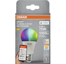 Osram Smart Plus LED lampa Classic A 75 E27, 9,5 watt, flerfärgad, dimbar, kompatibel med röststyrning och app, i förpackning
