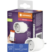 Ledvance Smart Plus Zigbee uttag med energimätning i förpackning med smartphone display och Hornbach Smart Home logotyp.