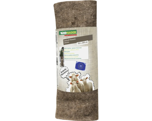 Windhager fårullsfiltmatta Strong, vinterskydd av naturfiber, 50 gånger 200 centimeter, för att skydda växter och rotklumpar.